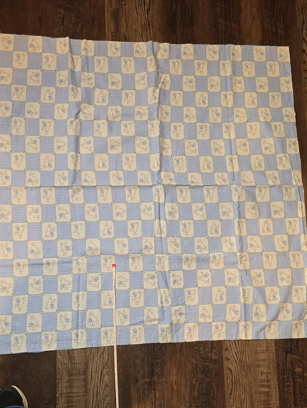 Blue and Cream Baby Lamb Quilted Blanket fabric cut out, needs to be sewn
